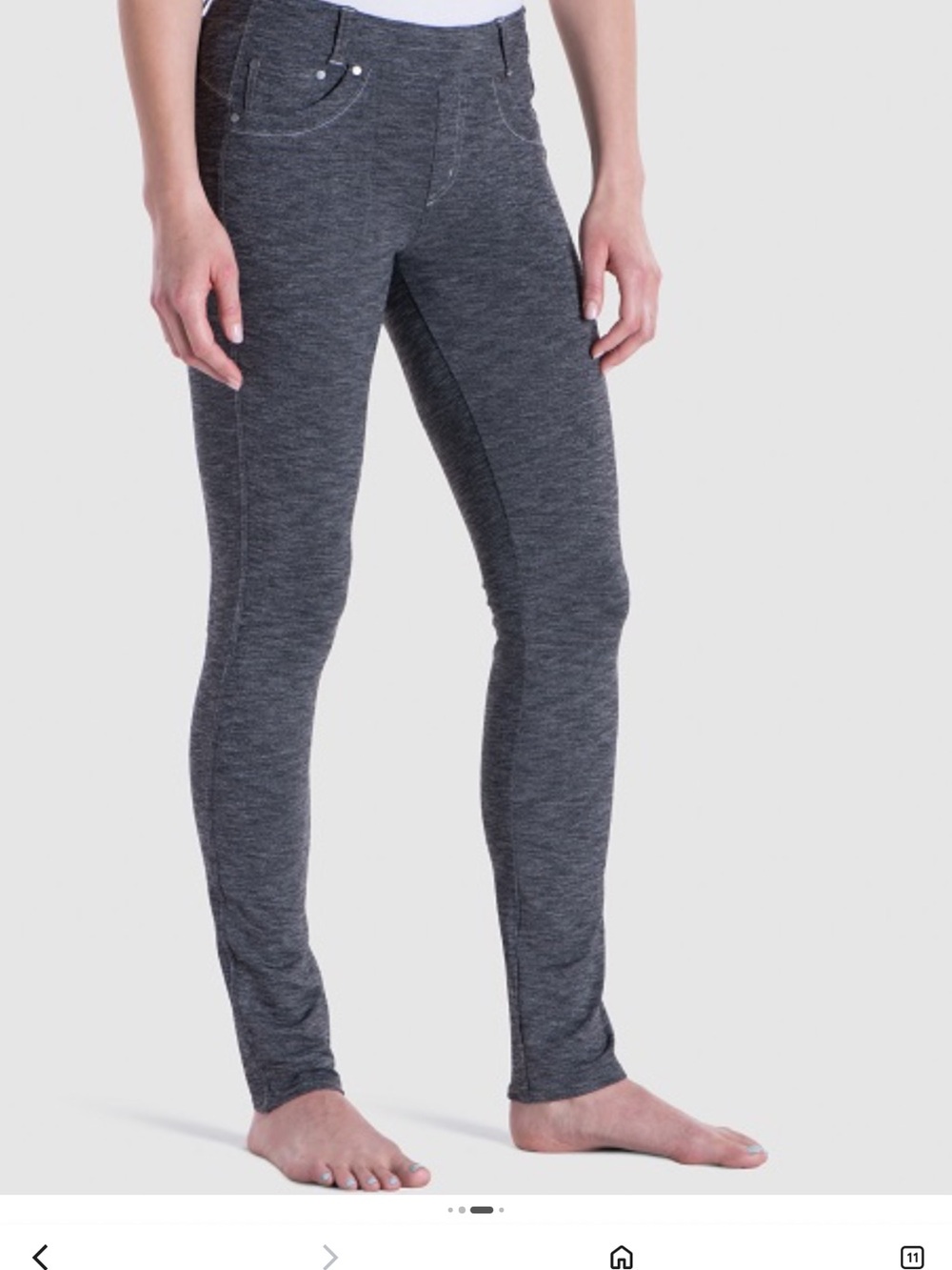 KUHL Mova Skinny leggings Women's Charcoal Grey Slim Knit Jeans Sz 12 reg EUC